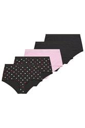 YOURSET 5 PACK Plus Size Pink Heart Print Full Briefs | Yours Clothing 3