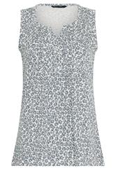 M&Co 2 PACK Navy Blue Floral Cotton Sleeveless Henley Tops | M&Co 8