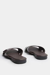 Chocolate Brown Faux Leather Mule Sandals | Yours Clothing 4