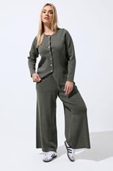 LIMITED COLLECTION Plus Size Grey Knitted Trousers | Yours Clothing 1