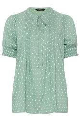 EVANS Curve Dobby Tie Neck Green Sage Blouse | Evans 5
