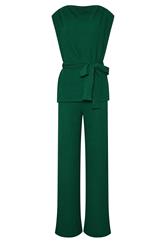 LTS Tall Women's Set Forest Green Textured Belted Top & Wide Leg Trousers | Long Tall Sally 5