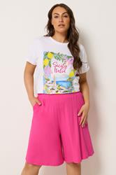 YOURS Plus Size Pink Pocket Shorts | Yours Clothing 3