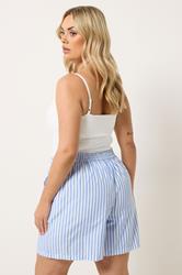 YOURS Plus Size Blue Stripe Shorts | Yours Clothing 2