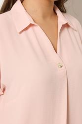 YOURS Plus Size Pink Button Half Placket Blouse | Yours Clothing 4