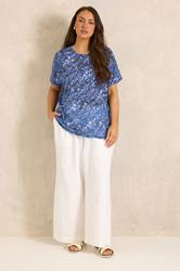 EVANS Plus Size Blue Print Burnout Top | Evans 1