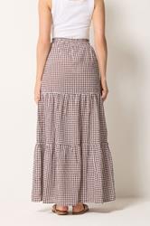 LTS Tall Women's Burgundy Red & White Gingham Cotton Maxi Skirt | Long Tall Sally 2