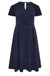 YOURS LONDON Plus Size Navy Blue Keyhole Skater Dress | Yours Clothing 5