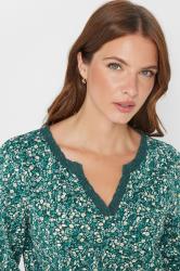 M&Co 2 PACK Teal Blue Floral Print & Plain Lace Trim Cotton T-Shirts | M&Co 6