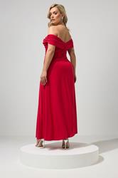 YOURS LONDON Plus Size Red Bardot Maxi Dress | Yours Clothing 2