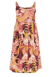 YOURS Curve Orange Tropical Print Linen Midi Dress