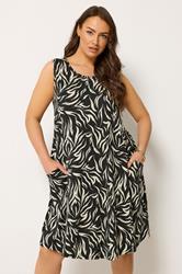 YOURS Plus Size Black Abstract Drape Pocket Dress | Yours Clothing 3