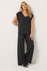 LTS Tall Women's Black Textured Top | Long Tall Sally 1