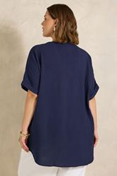 EVANS Plus Size Navy Blue Overhead Utility Shirt | Evans 2