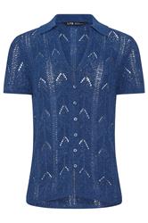 LTS Tall Women's Navy Blue Knitted Polo Cardigan | Long Tall Sally 5