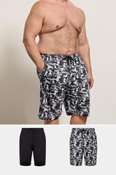 KAM 2 PACK Black & Camo Lounge Shorts | BadRhino 1