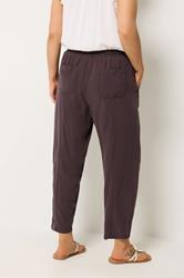 YOURS Plus Size Purple Chambray Barrel Trousers | Yours Clothing 2