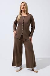 LIMITED COLLECTION Plus Size Chocolate Brown Long Sleeve Knitted Top | Yours Clothing 2