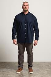 JACK & JONES Big & Tall Navy Blue Long Sleeve Shirt | BadRhino 1