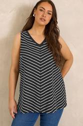 EVANS Plus Size 2 Pack Blue & Black Cotton Vest Tops 1