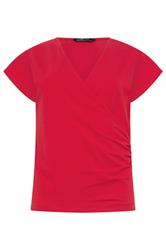 M&Co Red Grown-on Sleeve Cotton Wrap Top
