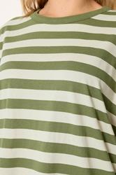 YOURS Plus Size Khaki Green & Cream Boxy T-Shirt | Yours Clothing 4