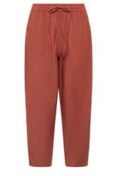 PixieGirl Petite Women's Red Linen Barrel Trousers | PixieGirl 6