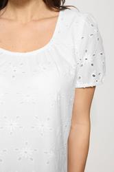 M&Co White Broderie Short Sleeve Cotton Top | M&Co 5