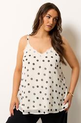 YOURS Plus Size Ivory White Polka Dot Lace Vest Top | Yours Clothing 3