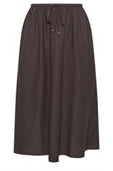 YOURS Plus Size Chocolate Brown Linen Maxi Skirt | Yours Clothing 5