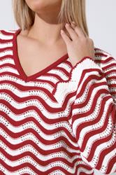 LIMITED COLLECTION Plus Size Red Stripe Crochet Knitted Dress | Yours Clothing 4