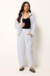 PixieGirl Petite Women's White Polka Dot Crinkle Barrel Leg Trousers | PixieGirl 4