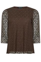 M&Co Petite Chocolate Brown Lace Top | M&Co 5
