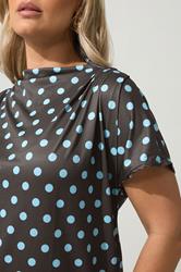 YOURS LONDON Curve Chocolate Brown Polka Dot Drape Shoulder Top 4