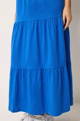 M&Co Blue Notch Neck Tiered Cotton Maxi Dress | M&Co 4