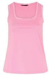 LIMITED COLLECTION Curve Pink Lace Trim Vest Top