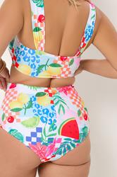 YOURS Plus Size Pink Mixed Tropical Super High Waist Bikini Brief | Yours Clothing 6