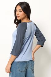 PixieGirl Petite Women's Blue Contrast Sleeve T-Shirt | PixieGirl 2
