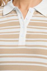 LTS Tall Women's Natural Brown & White Stripe Polo Top | Long Tall Sally 5