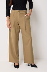 PixieGirl Petite Women's Light Brown Wide Leg Trousers | PixieGirl 1