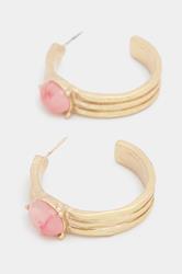 Gold Tone Gem Detailed Hoop Earring | Yours Clothing 2