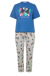 YOURS Plus Size Blue 'Toucan Take It Easy' Slogan Wide Leg Pyjama Set | Yours Clothing 5