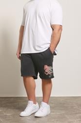 BadRhino Big & Tall Black Japanese Printed Jogger Shorts | BadRhino 3