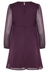 M&Co Petite Berry Purple Long Sleeve Chiffon Dress | M&Co 6