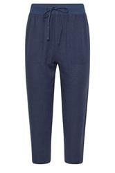M&Co Navy Blue Linen Cropped Trousers