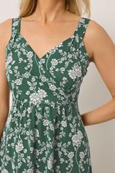 LTS Tall Women's Dark Green V-Neckline Floral Cotton Maxi Dress | Long Tall Sally  5