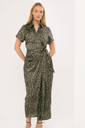 STAR Khaki Green Leopard Satin Maxi Dress | StarByJM 3