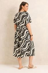 EVANS Plus Size Natural Brown Zebra Placket Midi Dress | Evans 4