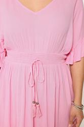 YOURS Plus Size Pink Crinkle Beach Dress | Yours Clothing 4