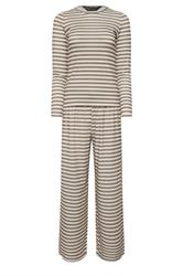 PixieGirl Petite Women's Set Cream Stripe T-Shirt & Wide Leg Trouser | PixieGirl  5